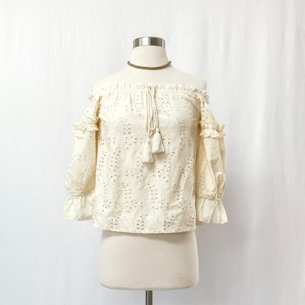 NWT Anthropologie Seen Kept Worn Jane Cream Eyelet Top
